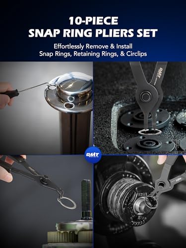 OMT Snap Ring Pliers, 10Pc Internal External Circlip Set With Hook And Pick - color: Blue