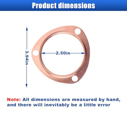 LAINLOY 2PCS 2.5 Inch Copper Header Exhaust Gaskets, Golden Car Exhaust Pipe Collector Gaskets, Sturdy Reusable Parts, Automotive Exhaust Accessories for SBC BBC 302 350 454 - size: 2.5 Inch