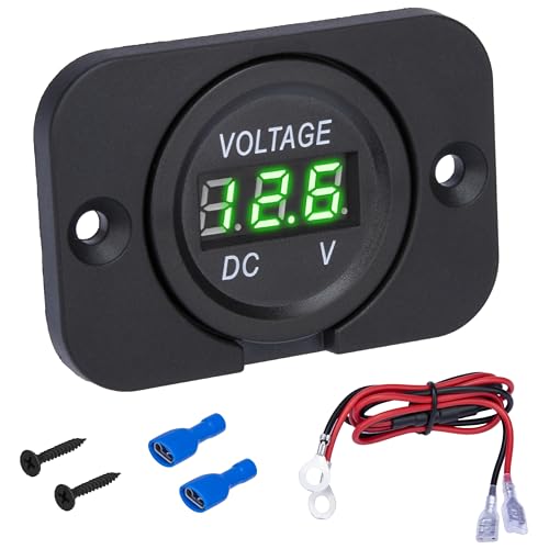 ecocstm Car Battery Voltage Meter, DC 12V 24V Digital Volt Gauge Meter - color: Green