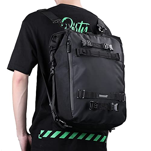 Rhinowalk Motor Saddle Bag Motorcycle Pannier Bag Waterproof Multifunctional Rear Rack Trunk Seat Bag (Black, 20L) - size: 20L