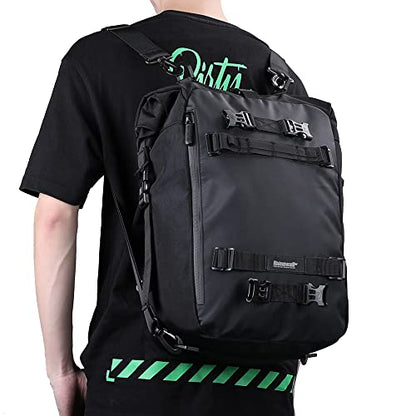 Rhinowalk Motor Saddle Bag Motorcycle Pannier Bag Waterproof Multifunctional Rear Rack Trunk Seat Bag (Black, 20L) - size: 20L