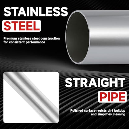 A-KARCK Straight Exhaust Pipe 2.5" OD, Stainless Steel 18" Long Mandrel Exhaust Tube - size: 2.5", style: 18 INCH