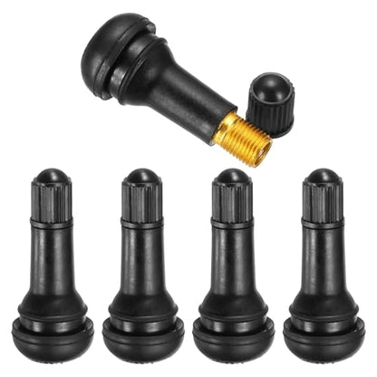 PATIKIL 1.8 Inch TR413 Tire Valve Stem, 5 Pack Universal Metal Rubber Snap-in Valve Stems for Cars Trucks Trailers ATVs Motorcycles, Black - size: 1.8"