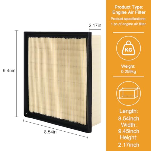 Engine Air Filter Replacement 17801-31130 Replacement for Toyota, Dodge, Jeep & Lexus Models - Camry, Highlander, Avalon, Sienna, Durango, Grand Cherokee, ES350, NX300, RX350, CA10755 - style: 17801-31130