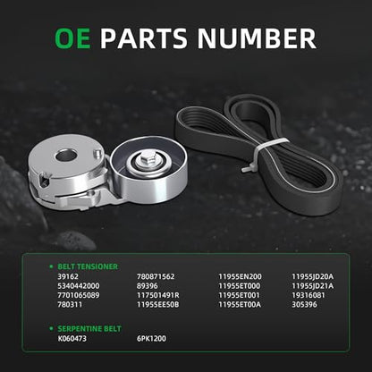 Belt Tensioner and Serpentine Belt Kit #39162 5340442000 7701065089 - size: for Versa 2007-2012