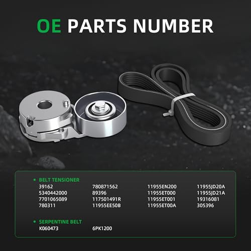 Belt Tensioner and Serpentine Belt Kit #39162 5340442000 7701065089 - size: for Versa 2007-2012