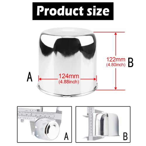 2Pcs 4.88" OD 4.76" H Push Through Trailer Wheel Center Cap for Rim - color: Chrome, size: 4.88" OD 4.76" H