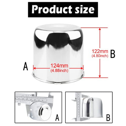 2Pcs 4.88" OD 4.76" H Push Through Trailer Wheel Center Cap for Rim - color: Chrome, size: 4.88" OD 4.76" H