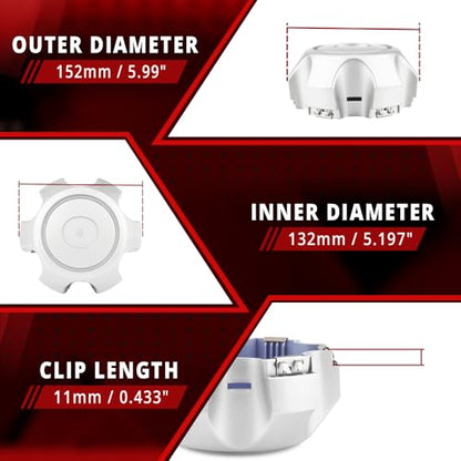 RTrhinotuning 6 in Wheel Center Caps for 1992-1996 Land Cruiser 4260360200