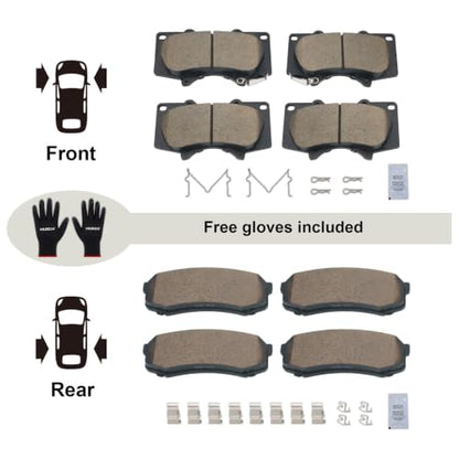 HUSCH Front & Rear Ceramic Brake Pads Fit For Toyota 4Runner 2003-2024 - size: D976+D606