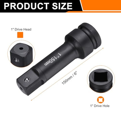 HARFINGTON Socket Extension Bar 1" Drive 6" Long CR-V Steel - size: 1" Square Drive 6" Long