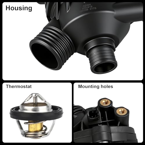 Thermostat Housing Assembly Compatible with BMW E60 525i 528i 530i 535i,E90 323i 328i 330i 335i,E82 E92,X3 2007-2011,Z4 2006-2016,2.5L 3.0L 4.4L,Thermostat for Car OEM# 11537549476 - size: 902-816