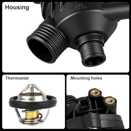 Thermostat Housing Assembly Compatible with BMW E60 525i 528i 530i 535i,E90 323i 328i 330i 335i,E82 E92,X3 2007-2011,Z4 2006-2016,2.5L 3.0L 4.4L,Thermostat for Car OEM# 11537549476 - size: 902-816