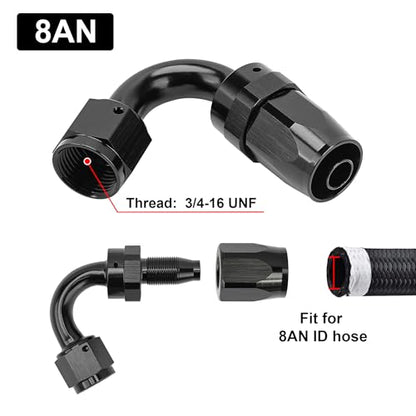 EVIL ENERGY 8AN Hose End Fitting 120 Degree Swivel for CPE Braided Fuel Hose Black - size: 8AN, style: 120 Degree