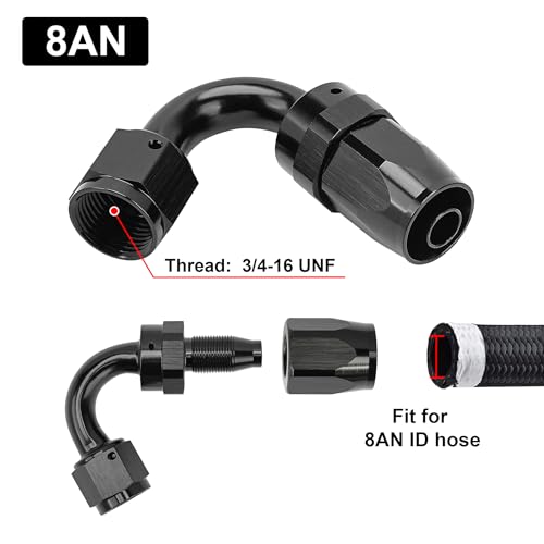 EVIL ENERGY 8AN Hose End Fitting 120 Degree Swivel for CPE Braided Fuel Hose Black - size: 8AN, style: 120 Degree