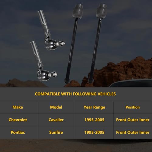 Outer Inner Tie Rod Ends for Pontiac Sunfire 1995-2005 ES3374 EV408 - size: ES3374 EV408