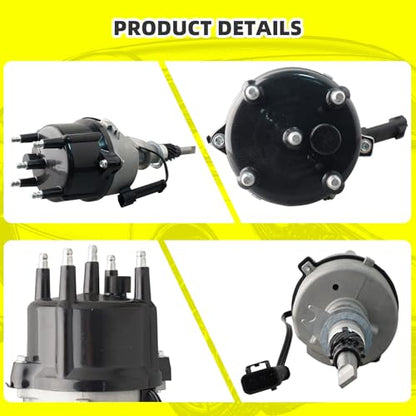 Ignition Distributor w/Cap & Rotor and 4 Iridium Spark Plugs with Wire Set Tune Up Kit 56041033 84-4495 Compatible with Dodge Dakota 1999-2002 Jeep TJ Wrangler 1998-2002 2.5L L4 - size: 84-4495