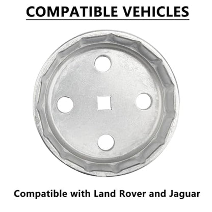 Heavy Duty 90.2mm 15Flutes Oil Filter Wrench Compatible with Land Rover and Jaguar - Fits 3.0L & 5.0L Gas Engines