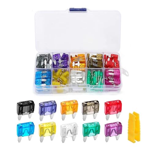 120PCS Car Fuses Assortment Kit, Auto Mixed Colorful Insert Fuse with Puller Tool, Low Profile Mini Blade Fuse Box, 2A/3A/5A/7.5A/10A/15A/20A/25A/30A/35A, Universal for Car Truck Marine SUV - size: 120PCS