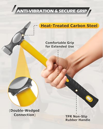 DAYUAN 7Pcs Auto Body Repair Kit, Hammer Dent Body Fender Tool Set - size: Rubber Handle