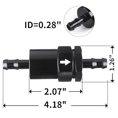 3/8" Billet Inline Fuel Filter 30 Micron Anodized Aluminum Black 2PCS - size: 3/8 in