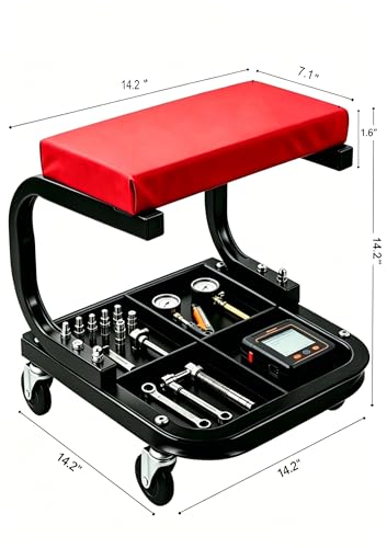 Rolling Creeper Garage/Shop Seat,250 LBS Capacity Heavy Duty Rolling Mechanic Stool with Wheels,Automotive Padded Creeper Seat with Tool Tray Storage for Garage, Shop, Auto Repair