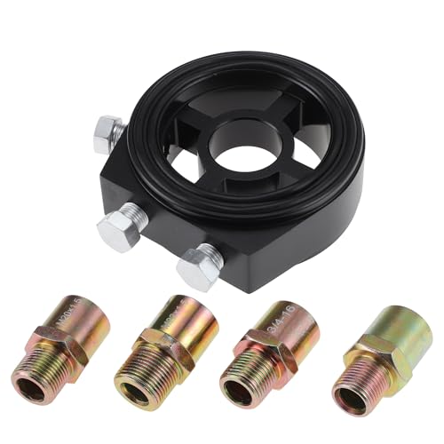 Oil Cooler Sandwich Plate Adapter Aluminum Alloy with 4 Adapter M18x1.5 & M20x1.5 & M22x1.5 & 3/4-16 for Engine Transmission Filter Cooling System
