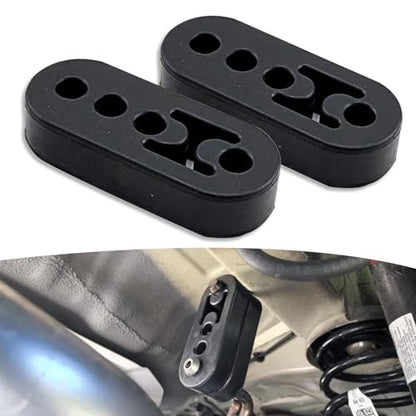 2 PCS 4 Holes Exhaust Rubber Hanger, Adjustable Exhaust Pipe Support Bracket, High-density Muffler Exhaust Hanger, Universal Bushing Muffler Insulator Shock Absorbent Mount Bracket (Black)