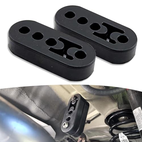2 PCS 4 Holes Exhaust Rubber Hanger, Adjustable Exhaust Pipe Support Bracket, High-density Muffler Exhaust Hanger, Universal Bushing Muffler Insulator Shock Absorbent Mount Bracket (Black)