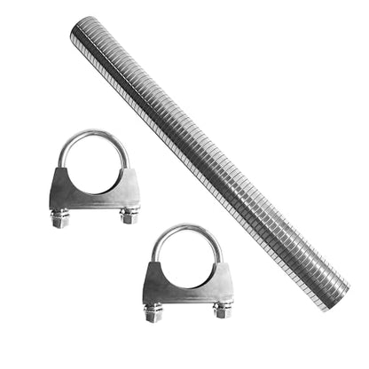 1.5" [1 1/2"] ID x 16.5" Length Universal T304 stainless steel Exhaust Flex Pipe with 2x Metal Steel U Bolt Clamps - size: 1.5'' x 16''+ 2 x U Bolt