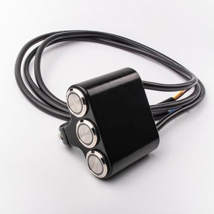 Motorcycle 3 Push Button Switch 7/8" 22mm Motorcycle Handlebar Switch Kit - 3 Push Button Aluminum Control for Lights & Accessories
