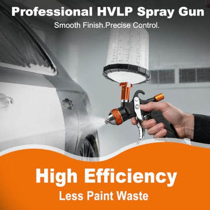 HVLP Air Spray Gun Dual-Cup Set, 1.4/1.7/2.0/2.5mm Nozzles, Professional-Grade Automotive Paint Spray Gun