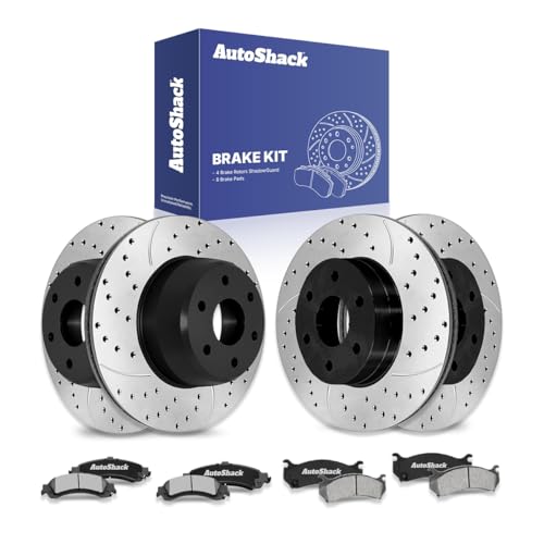 AutoShack Front & Rear E-Coated Rotors & Ceramic Pads for Chevy Tahoe 2006 - style: ShadowGuard & Pad