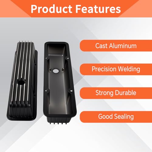 Aluminum Valve Covers Finned - color: Black, size: SBC 58-86