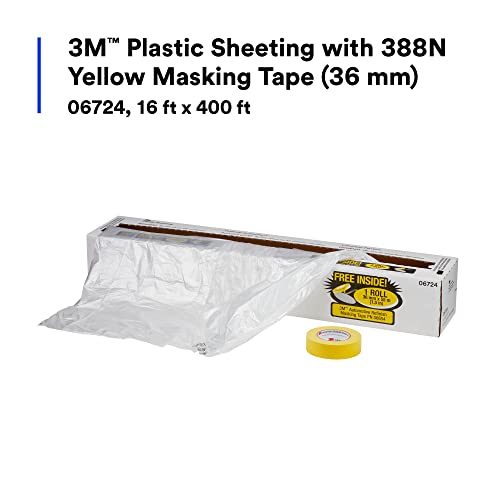 3M Plastic Sheeting, 06724,16 ft x 400 ft, 1 Roll - size: 16 ft x 350 ft