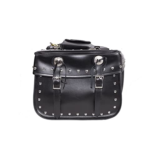 GARGOYLE BELLS Motorcycle Saddle Bags Studded PVC Motorcycle Luggage Bag with Gun Holsters For Softails Sportsters and Choppers Waterproof Tool Bags For Motorcycle (Black PVC, 15.5" x 6.5" x 12") - size: 14" x 12" x 10.5", style: Style 5