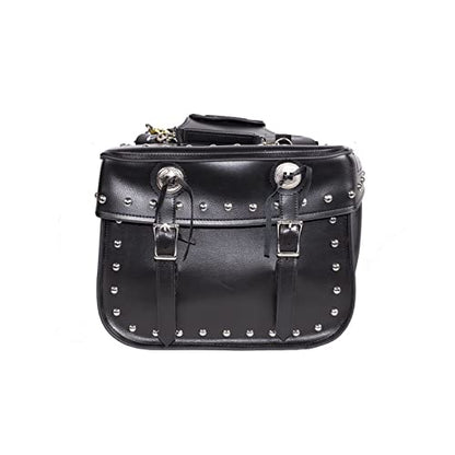 GARGOYLE BELLS Motorcycle Saddle Bags Studded PVC Motorcycle Luggage Bag with Gun Holsters For Softails Sportsters and Choppers Waterproof Tool Bags For Motorcycle (Black PVC, 15.5" x 6.5" x 12") - size: 14" x 12" x 10.5", style: Style 5