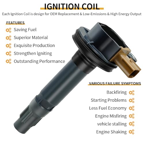 UF646 Ignition Coil Pack & SP534 Spark Plugs Compatible with Ford Expedition/Transit-150/250/350 2017-2015 3.5L, for Lincoln MKS/MKT 2015-2013 Navigator 2017-2015 Replace# DG549 SP537 SP580 SP528 - size: UF646