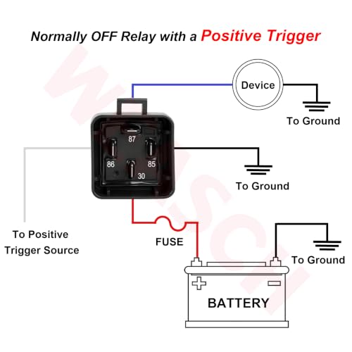 12V 40A 4-Pin SPST Waterproof Relay and 14AWG Harness Kit - size: 12V 4Pin