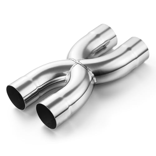 A-KARCK Exhaust Tip X Pipe 2.25” Inlet, Dual 2.25” Inlet Dual 2.25” Outlet Muffler Tip, Crossover X Pipe Stainless Steel Weld On - size: 2.25 Inch, style: X Pipe-A