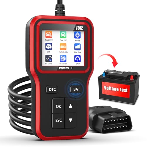 OBD2 Scanner & Battery Tester, Car Diagnostic Tool for Check Engine Light - color: red