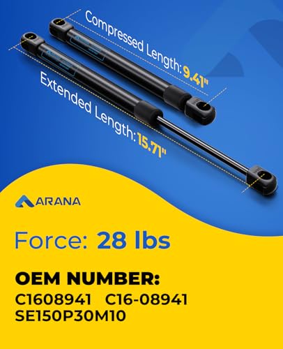 ARANA C16-33278 16 inch 28lb Gas Struts for Camper Shell, 2Pcs - size: 16IN 28LB