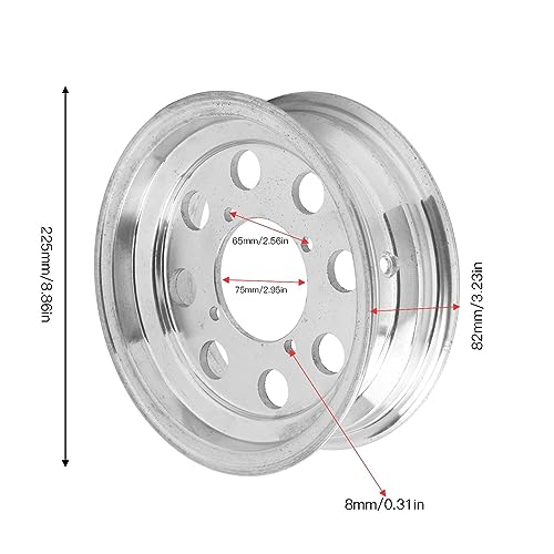8in Motorcycle Front Cast Wheel Rim for 2.5‑8 Tires, Aluminium Alloy Polished Front Wheel Vacuum Rim Wheel for Monkey Z50 Q50 Front Wheel Replacement