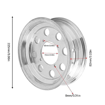 8in Motorcycle Front Cast Wheel Rim for 2.5‑8 Tires, Aluminium Alloy Polished Front Wheel Vacuum Rim Wheel for Monkey Z50 Q50 Front Wheel Replacement
