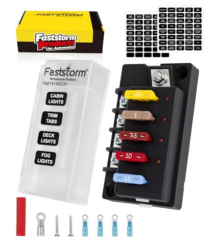 4 Circuits Waterproof Marine Fuse Panel, ATO Blade Fuse Block with LED Indicator 12V 24V Golf Cart Fuse Box 12 Volt Marine Fuse Block with Protection Cover for Car Automotive Boat RV Truck - color: 4 Way Fuse Block - Single Side