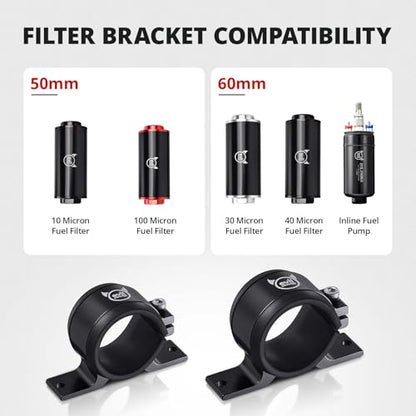 EVIL ENERGY 60MM Fuel Filter Mounting Bracket, Fuel Pump Clamp Holder 2PCS - size: 60mm
