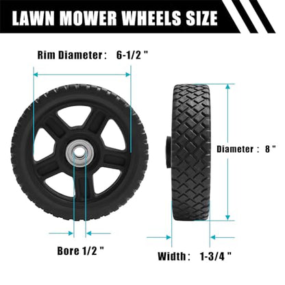 8 Inch Lawn Mower Wheels kits with Bolts & Nuts - 2 Pack General Tire Push Mower Plastic Wheels Fits Craftsman Mower Generator Garden Tiller Most Standard push Lawn Mowers (8×1.75'') - size: 8 inch
