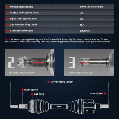 KELOKE CV Axle Shaft Assembly Compatible with Lexus - size: Front Left Driver Side