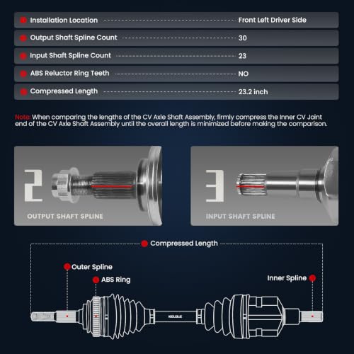 KELOKE CV Axle Shaft Assembly Compatible with Lexus - size: Front Left Driver Side