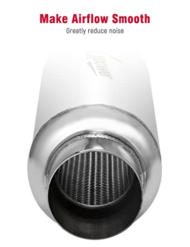 Upower 2.5" Inlet&Outlet Exhaust Resonator,4" x12" Body 16" Overall Length Center Straight Through Stainless Steel Muffler,Polished - size: 2.5" Inlet 16" Overall Length